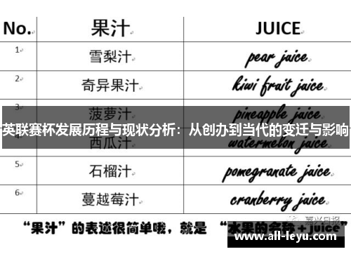 英联赛杯发展历程与现状分析：从创办到当代的变迁与影响